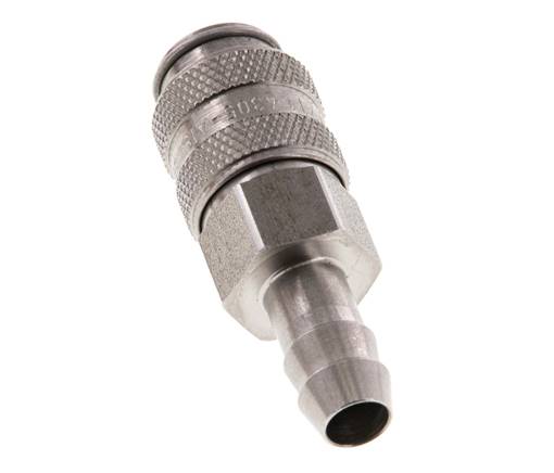 Stainless steel DN 5 Air Coupling Socket 8 mm Hose Pillar Double Shut-Off