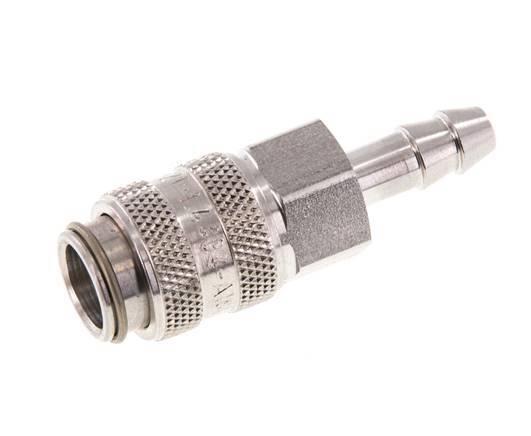 Stainless Steel 316L DN 5 Air Coupling Socket 6 mm Hose Pillar Double Shut-Off
