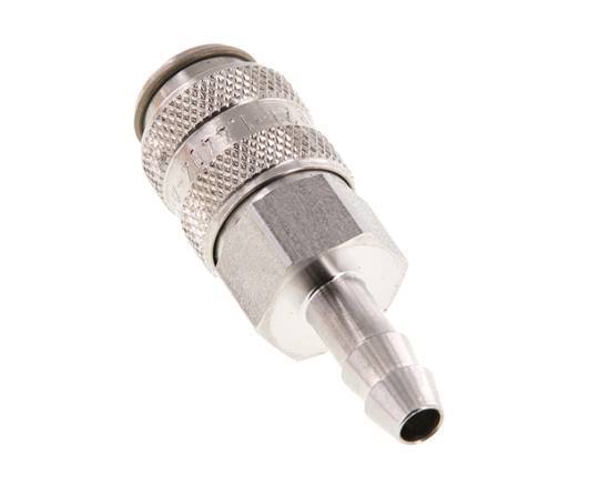 Stainless Steel 316L DN 5 Air Coupling Socket 6 mm Hose Pillar Double Shut-Off