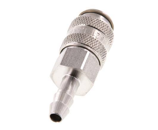 Stainless Steel 316L DN 5 Air Coupling Socket 6 mm Hose Pillar Double Shut-Off