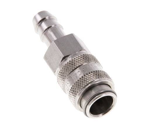 Stainless Steel 316L DN 5 Air Coupling Socket 8 mm Hose Pillar Double Shut-Off