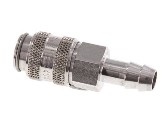 Stainless Steel 316L DN 5 Air Coupling Socket 8 mm Hose Pillar Double Shut-Off