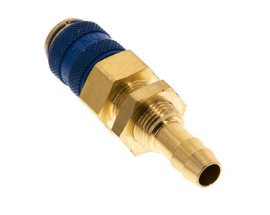 Brass DN 5 Blue Air Coupling Socket 8 mm Hose Pillar Bulkhead