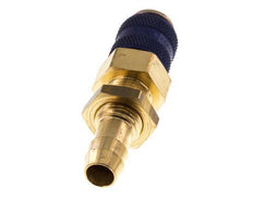 Brass DN 5 Blue Air Coupling Socket 9 mm Hose Pillar Bulkhead Double Shut-Off