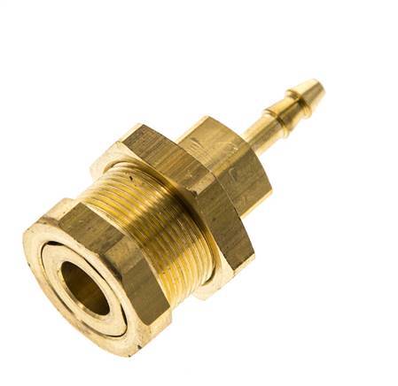 Brass DN 5 Air Coupling Socket 4 mm Hose Pillar Bulkhead Pull-Off