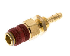 Brass DN 5 Red Air Coupling Socket 6 mm Hose Pillar Bulkhead