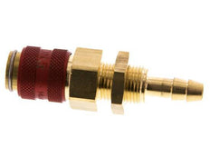 Brass DN 5 Red Air Coupling Socket 6 mm Hose Pillar Bulkhead