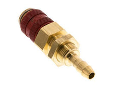 Brass DN 5 Red Air Coupling Socket 6 mm Hose Pillar Bulkhead