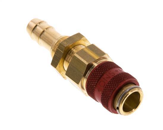 Brass DN 5 Red Air Coupling Socket 8 mm Hose Pillar Bulkhead