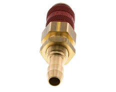 Brass DN 5 Red Air Coupling Socket 8 mm Hose Pillar Bulkhead