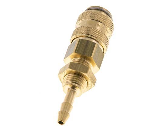 Brass DN 5 Air Coupling Socket 4 mm Hose Pillar Bulkhead Double Shut-Off