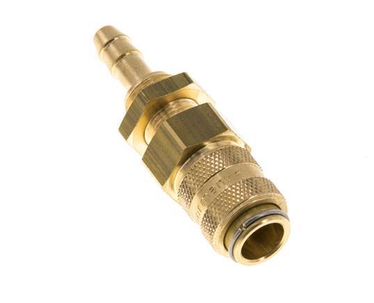 Brass DN 5 Air Coupling Socket 6 mm Hose Pillar Bulkhead Double Shut-Off