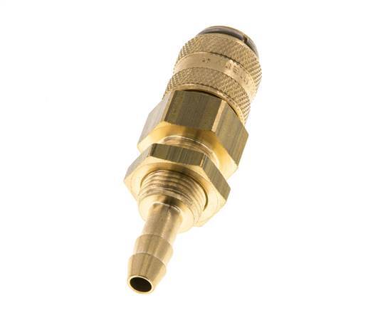 Brass DN 5 Air Coupling Socket 6 mm Hose Pillar Bulkhead Double Shut-Off