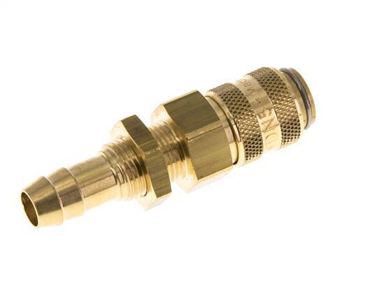 Brass DN 5 Air Coupling Socket 9 mm Hose Pillar Bulkhead Double Shut-Off