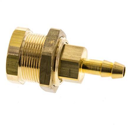 Brass DN 5 Air Coupling Socket 6 mm Hose Pillar Bulkhead Pull-Off Double Shut-Off