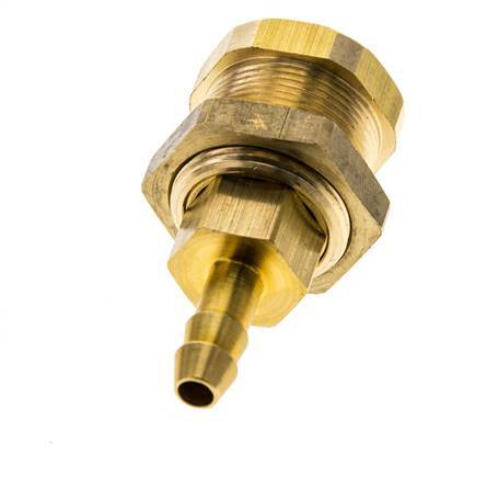 Brass DN 5 Air Coupling Socket 6 mm Hose Pillar Bulkhead Pull-Off Double Shut-Off