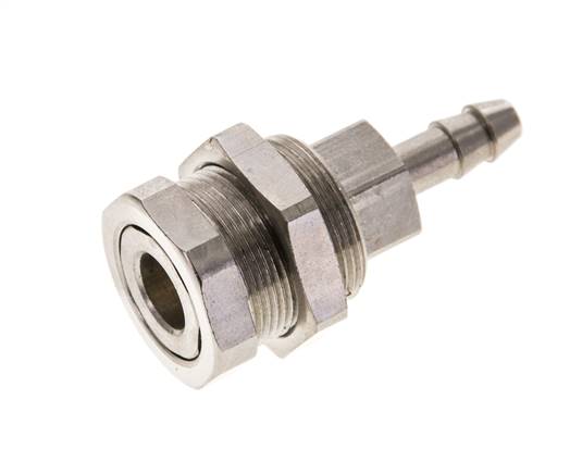 Nickel-plated Brass DN 5 Air Coupling Socket 6 mm Hose Pillar Bulkhead Pull-Off