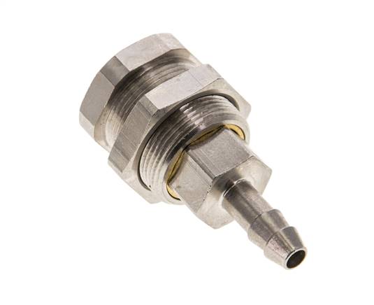 Nickel-plated Brass DN 5 Air Coupling Socket 6 mm Hose Pillar Bulkhead Pull-Off