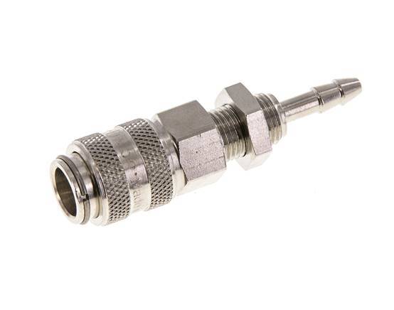 Nickel-plated Brass DN 5 Air Coupling Socket 4 mm Hose Pillar Bulkhead Double Shut-Off