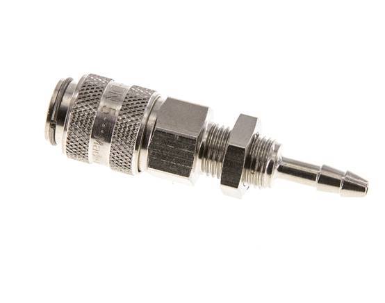 Nickel-plated Brass DN 5 Air Coupling Socket 4 mm Hose Pillar Bulkhead Double Shut-Off