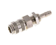 Nickel-plated Brass DN 5 Air Coupling Socket 6 mm Hose Pillar Bulkhead Double Shut-Off
