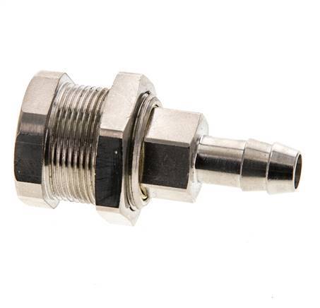 Nickel-plated Brass DN 5 Air Coupling Socket 8 mm Hose Pillar Bulkhead Pull-Off Double Shut-Off