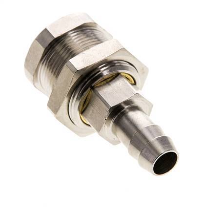 Nickel-plated Brass DN 5 Air Coupling Socket 9 mm Hose Pillar Bulkhead Pull-Off Double Shut-Off