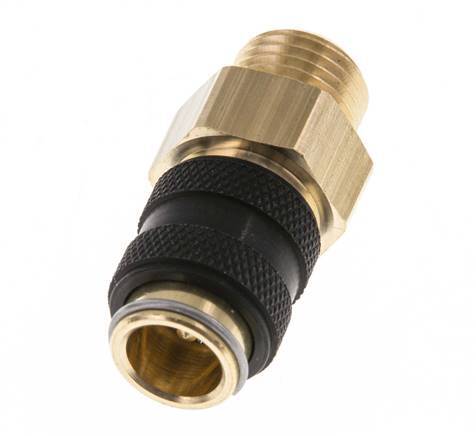 Brass DN 5 Black Air Coupling Socket G 1/4 inch Male Double Shut-Off