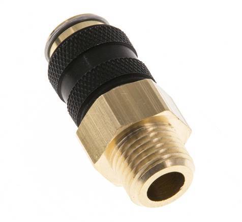 Brass DN 5 Black Air Coupling Socket G 1/4 inch Male Double Shut-Off