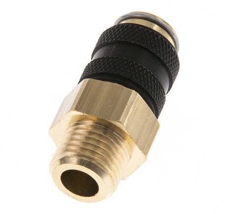 Brass DN 5 Black Air Coupling Socket G 1/4 inch Male Double Shut-Off