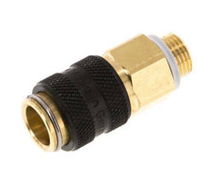 Brass DN 5 Black Air Coupling Socket G 1/8 inch Male Double Shut-Off
