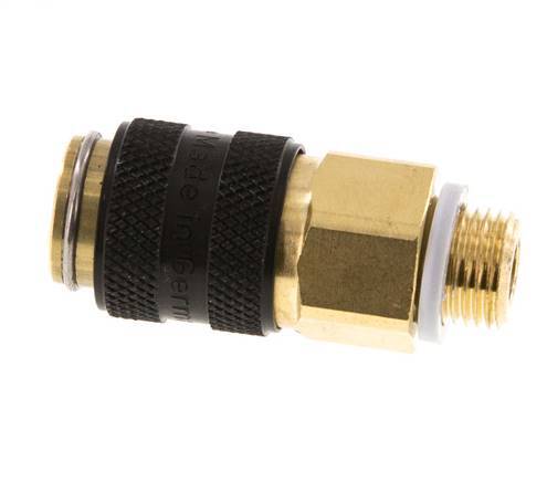 Brass DN 5 Black Air Coupling Socket G 1/8 inch Male Double Shut-Off