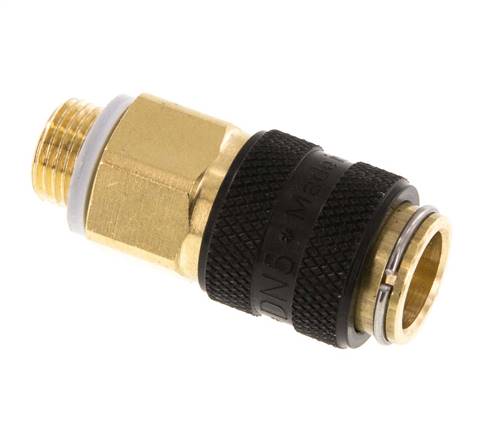 Brass DN 5 Black Air Coupling Socket G 1/8 inch Male Double Shut-Off
