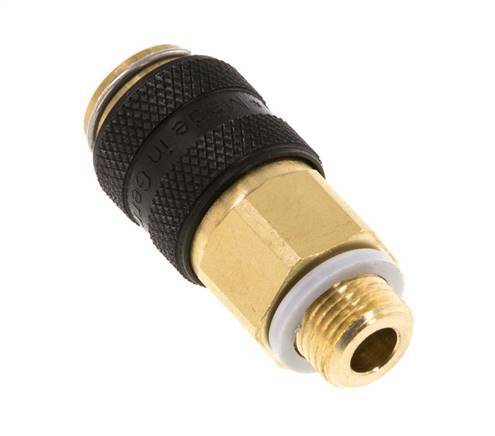 Brass DN 5 Black Air Coupling Socket G 1/8 inch Male Double Shut-Off