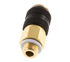 Brass DN 5 Black Air Coupling Socket G 1/8 inch Male Double Shut-Off