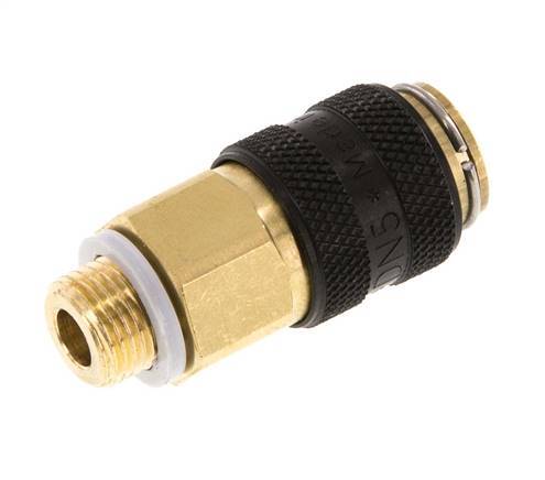 Brass DN 5 Black Air Coupling Socket G 1/8 inch Male Double Shut-Off