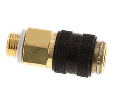 Brass DN 5 Black Air Coupling Socket G 1/8 inch Male Double Shut-Off