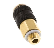 Brass DN 5 Black Air Coupling Socket G 1/8 inch Male Double Shut-Off