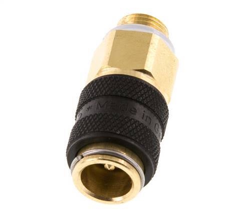 Brass DN 5 Black Air Coupling Socket G 1/8 inch Male Double Shut-Off