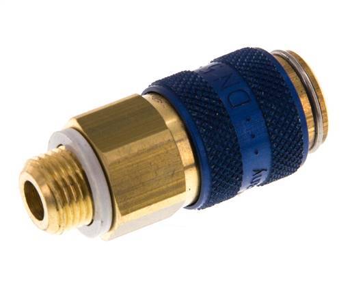 Brass DN 5 Blue Air Coupling Socket G 1/8 inch Male Double Shut-Off