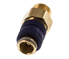 Brass DN 5 Blue Air Coupling Socket G 1/4 inch Male Double Shut-Off