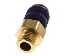 Brass DN 5 Blue Air Coupling Socket G 1/4 inch Male Double Shut-Off