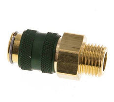 Brass DN 5 Green Air Coupling Socket G 1/4 inch Male Double Shut-Off
