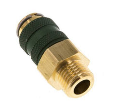 Brass DN 5 Green Air Coupling Socket G 1/4 inch Male Double Shut-Off