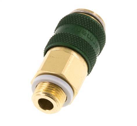 Brass DN 5 Green Air Coupling Socket G 1/8 inch Male Double Shut-Off