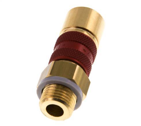 Brass DN 5 Red-Coded Air Coupling Socket G 1/4 inch Male