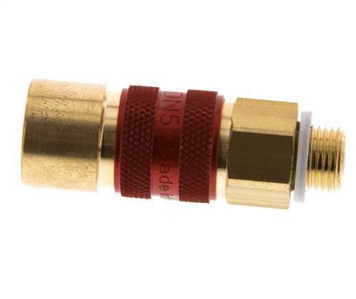 Brass DN 5 Red-Coded Air Coupling Socket G 1/8 inch Male