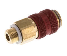 Brass DN 5 Red Air Coupling Socket G 1/8 inch Male Double Shut-Off