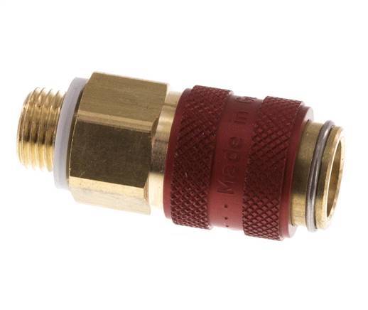 Brass DN 5 Red Air Coupling Socket G 1/8 inch Male Double Shut-Off
