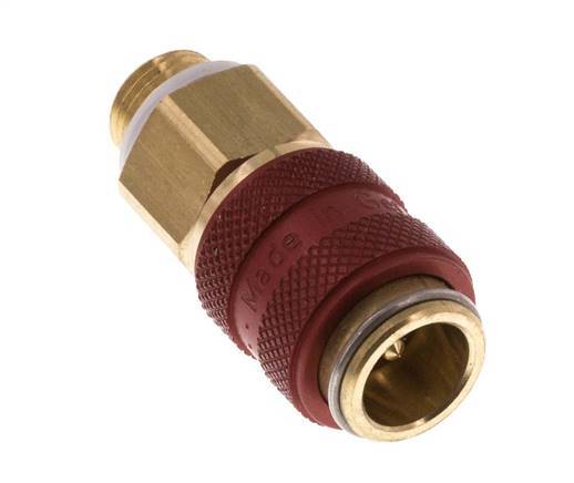 Brass DN 5 Red Air Coupling Socket G 1/8 inch Male Double Shut-Off